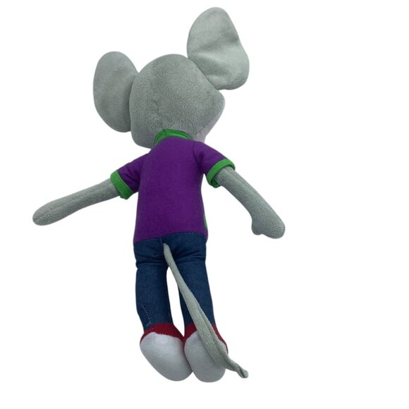 Chuck E. Cheese Plush Toy Mouse Purple Shirt Green C Logo Red Shoes 13” Mascot - Picture 3 of 4
